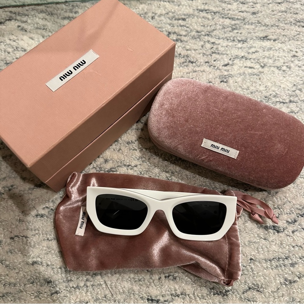 Miu Miu White and Gold Sunglasses - Picture 3 of 10
